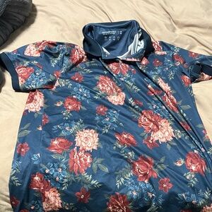 Abercrombie & Fitch Floral Navy and Red Polo